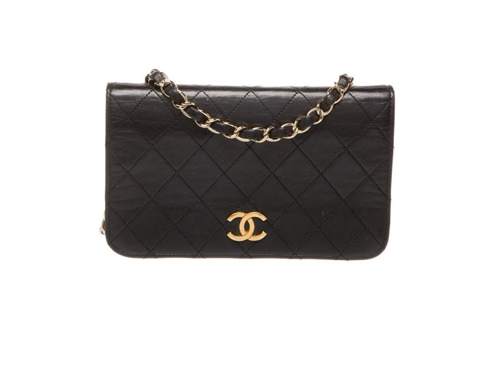 Chanel Black Lambskin Inner Compartment Full Flap Chain Strap Shoulder Bag